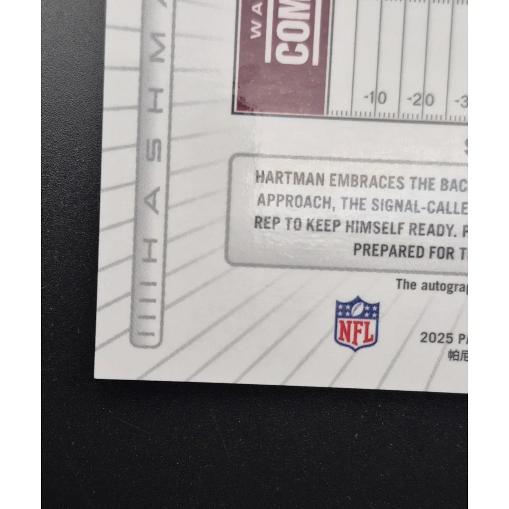 2025 Donruss Optic Sam Hartman #HM-SH Hash Marks Autograph Prizm Commanders‎